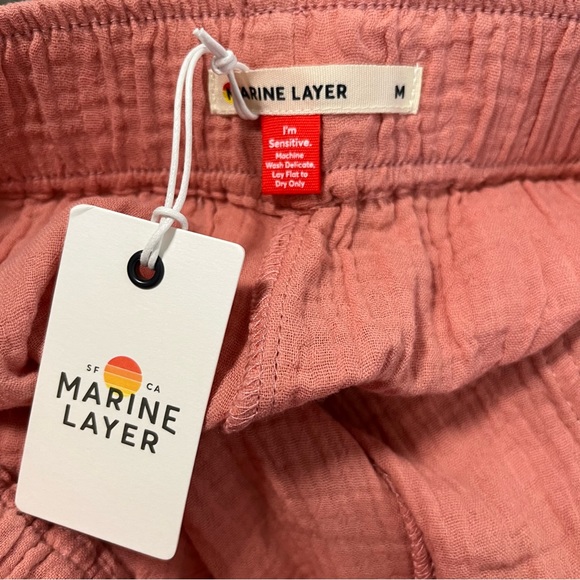 Marine Layer Pants Paula Easy Tapered Gauzy Cotton Pant in Rosette Pink Sz M NWT - Picture 11 of 16